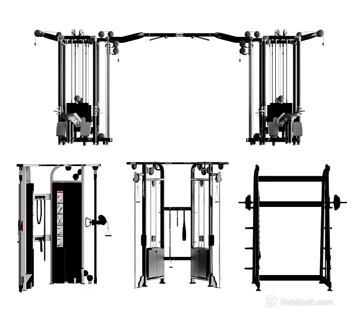 Multi Functional Fitness Training Equipment With Cable Machines Power Racks And Stations 3d model 
