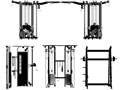 Multi Functional Fitness Training Equipment With Cable Machines Power Racks And Stations 3d model