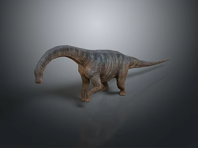 Realistic 3D Dinosaur Model With Long Neck Tail Gray Skin And Standing Pose 3d model