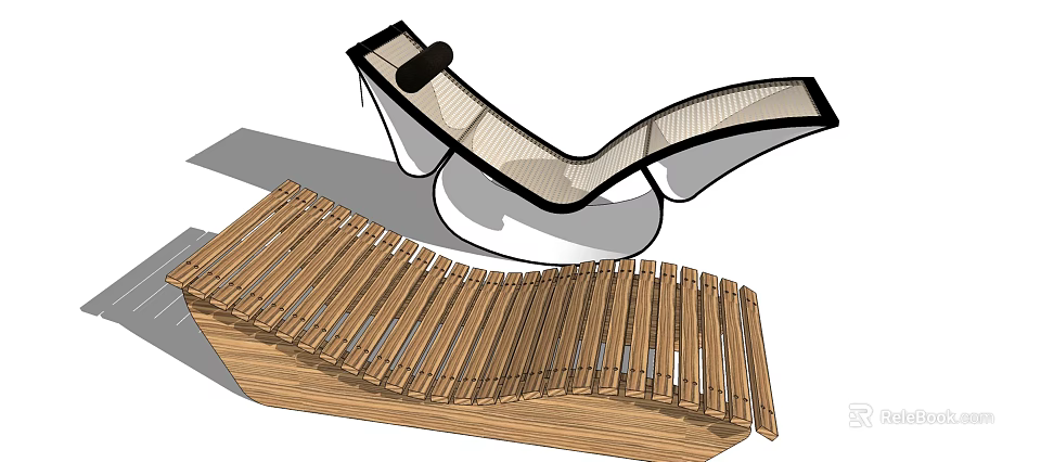 Modern Lounge Chair With Woven Design And Wooden Slats For Comfortable Seating 3d model 