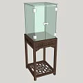 Traditional Wooden Base Display Cabinet with Glass Doors and Lattice Design
