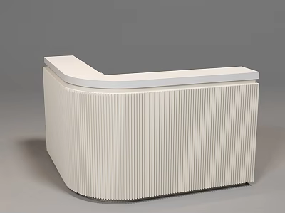 Modern White Reception Desk With Curved Surface And Vertical Striped Design 3d model