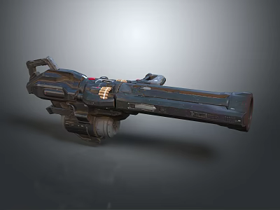 Sci Fi Futuristic Weapon With Metallic Structure Barrel And Decorative Details 3d model