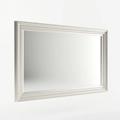 Elegant White Decorative Wall Mirror With Ornate Carved Frame Design 3d model