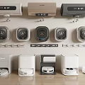 Various Types Of Modern Household Appliances Including Wall Mounted Drum And Foot Operated Designs