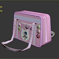 Pink Handbag With Cute Sonic Cartoon Design And Multiple Decorative Badges 3d model