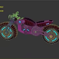 Red Futuristic Motorcycle With Blue Glowing Wheels And Sci Fi Design