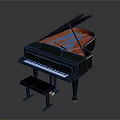 Elegant Black Grand Piano With Matching Wooden Piano Stool For Home Use
