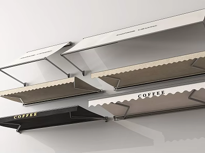 Modern Coffee Shop Awnings With Black And Beige Designs For Outdoor Use 3d model