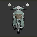 Light Blue Vintage Scooter With Round Headlight Beige Seat And Rear Rack