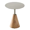 Modern Round Top Side Table With Metal Surface And Wooden Conical Base 3d model