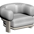 Comfortable Modern Light Gray Upholstered Single Sofa With Rounded Armrests Wooden Legs 3d model