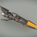 Sci Fi Spaceship With Yellow Black Color Scheme And Wing Design 3d model