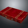 Red Leather Suitcase With Classic Design Stitching Details And Leather Handle