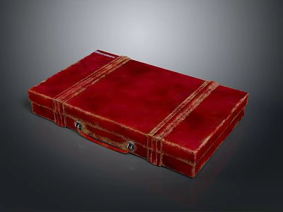 Red Leather Suitcase With Classic Design Stitching Details And Leather Handle 3d model