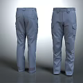 Gray Cargo Pants Front And Back View With Multiple Pockets Design 3d model