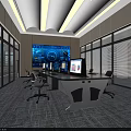 Modern Conference Room Interior With Large Screen Data Charts Long Table Chairs And Windows 3d model