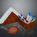Decorative Brown Storage Boxes With White Tissues Blue White Yellow Decorations And Coaster