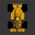 Yellow LOTUS Racing Car With CARMEL ELF Sponsor Logos And Large Tires