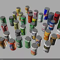 Variety of Assorted Colorful Canned Beverages with Different Brands and Flavors