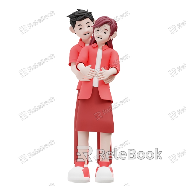 Valentine's Day Cartoon Couple Cartoon Couple Cartoon Double Cartoon Scene model