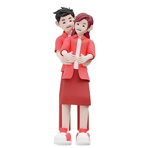 Valentine's Day Cartoon Couple Cartoon Couple Cartoon Double Cartoon Scene 3d model