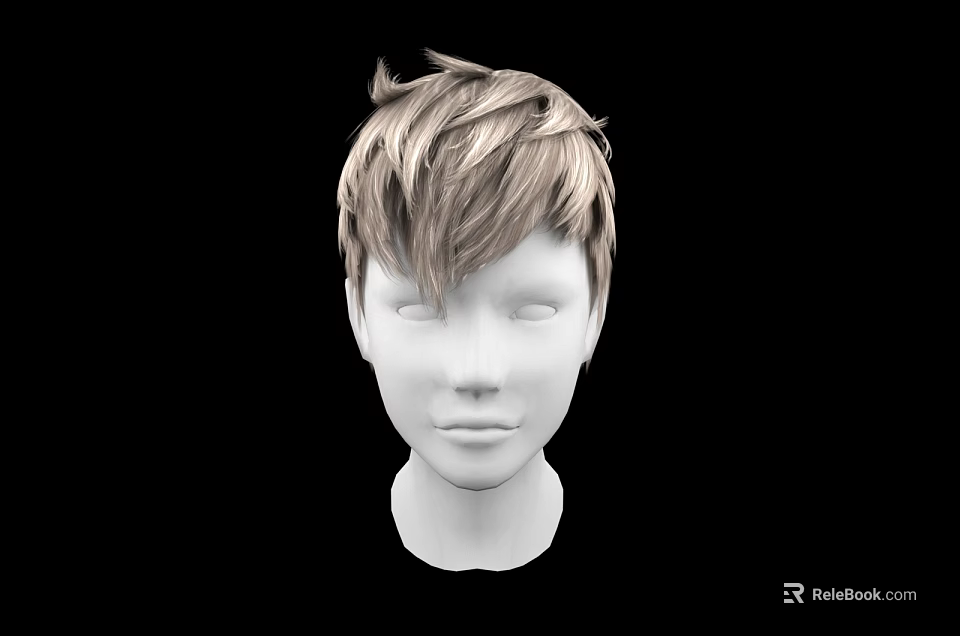 Game Movie Character 3D Head Model With Short Blonde Hair On Black Background 3d model 