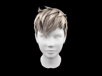 Game Movie Character 3D Head Model With Short Blonde Hair On Black Background 3d model