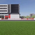 Modern Fire Station Building With Red Accents White Exterior And Green Landscaping