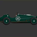 Green Vintage Racing Car With White Stripes And Number 62 Open Top Design