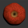 Juicy Red Apple With Brown Stem Smooth Surface And Reflection On Gray Background