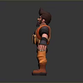 Bearded Man in Orange Vest and Work Pants Standing 3D Character Pose