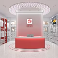 Modern Clothing Store Interior With White Garments Mannequins And Circular Display Stand