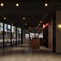 Min Men Chuan Jiao Skewer Restaurant Interior with Brick Wall Neon Sign and Tables Chairs
