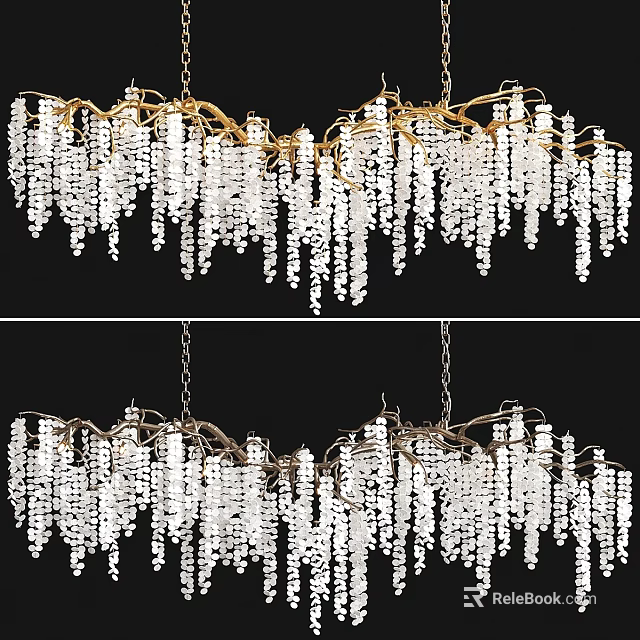 Elegant Crystal Chandelier Design With Gold Branch Frame And Hanging Crystals 3d model 