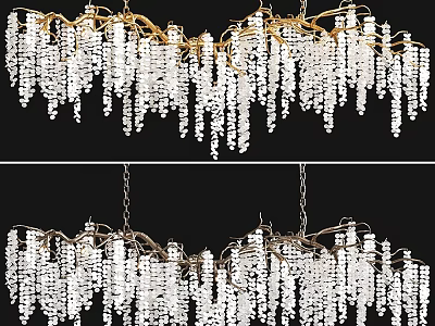 Elegant Crystal Chandelier Design With Gold Branch Frame And Hanging Crystals 3d model