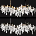 Elegant Crystal Chandelier Design With Gold Branch Frame And Hanging Crystals