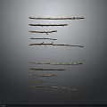 Neatly Arranged Dried Plant Branches With Natural Brown Color Against Gray Background