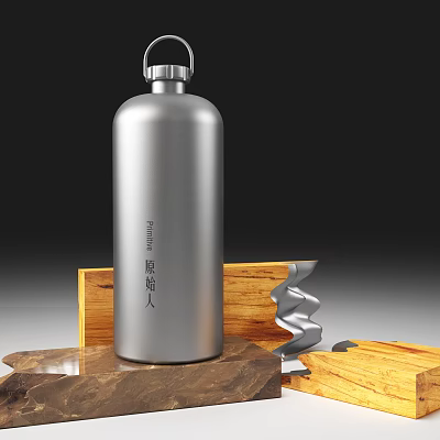 Outdoor titanium cup water bottle 3d model