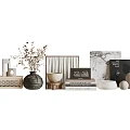 Minimalist Modern Decorative Accessories Set With Ceramic Vase Dried Flowers Wooden Frame And Books