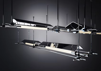 Modern chandelier stainless steel chandelier strip lamp restaurant chandelier 3d model