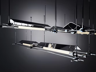 Modern chandelier stainless steel chandelier strip lamp restaurant chandelier 3d model