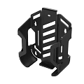 Sturdy Black Wrought Iron Bracket With Striped Design And Functional Holes For Industrial Use
