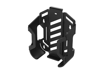 Sturdy Black Wrought Iron Bracket With Striped Design And Functional Holes For Industrial Use 3d model
