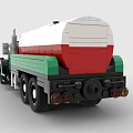 Vintage Green White Red Building Block Truck Model With Classic Cab And Tank