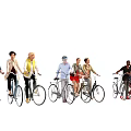Group of Diverse People Casually Riding Bicycles in Outdoor Leisure Activity