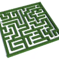 Green Square Hedge Maze Garden Landscape With Intricate Path Design 3d model