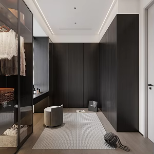 Simple Cloakroom Fitting Room Cloakroom Cabinet Wardrobe Dressing Table Dressing Table Clothing Bags 3d model