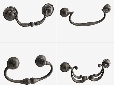 Vintage Decorative Metal Door Handles With Various Intricate Ornate Designs 3d model