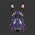 Two Colorful Robots With Pink Purple Mechanical Structure And Spiked Wheels